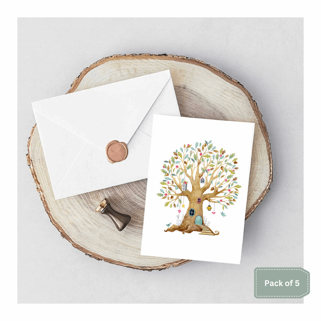 Pack of 5 Magical Tree House Notelet Cards