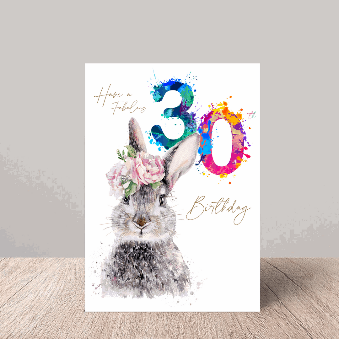 Country Hare 30th Birthday Card