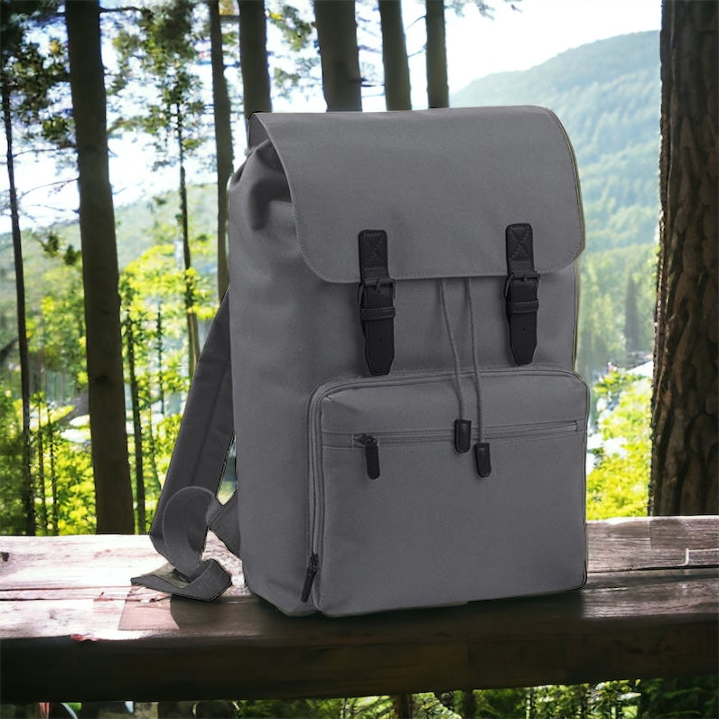 Retro Laptop Backpack - Grey