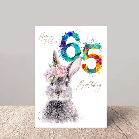 Country Hare 65th Birthday Card