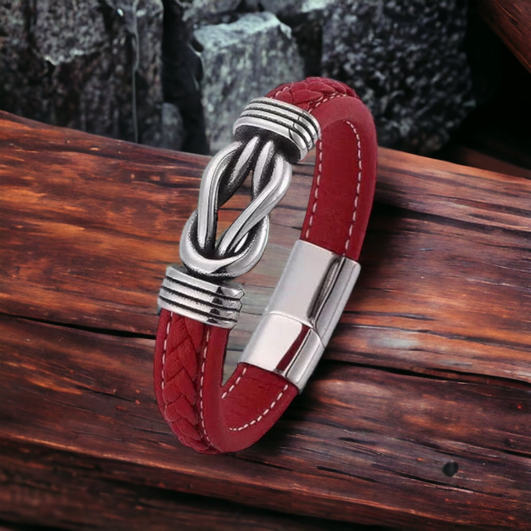 Red Knot PU Leather Bracelet