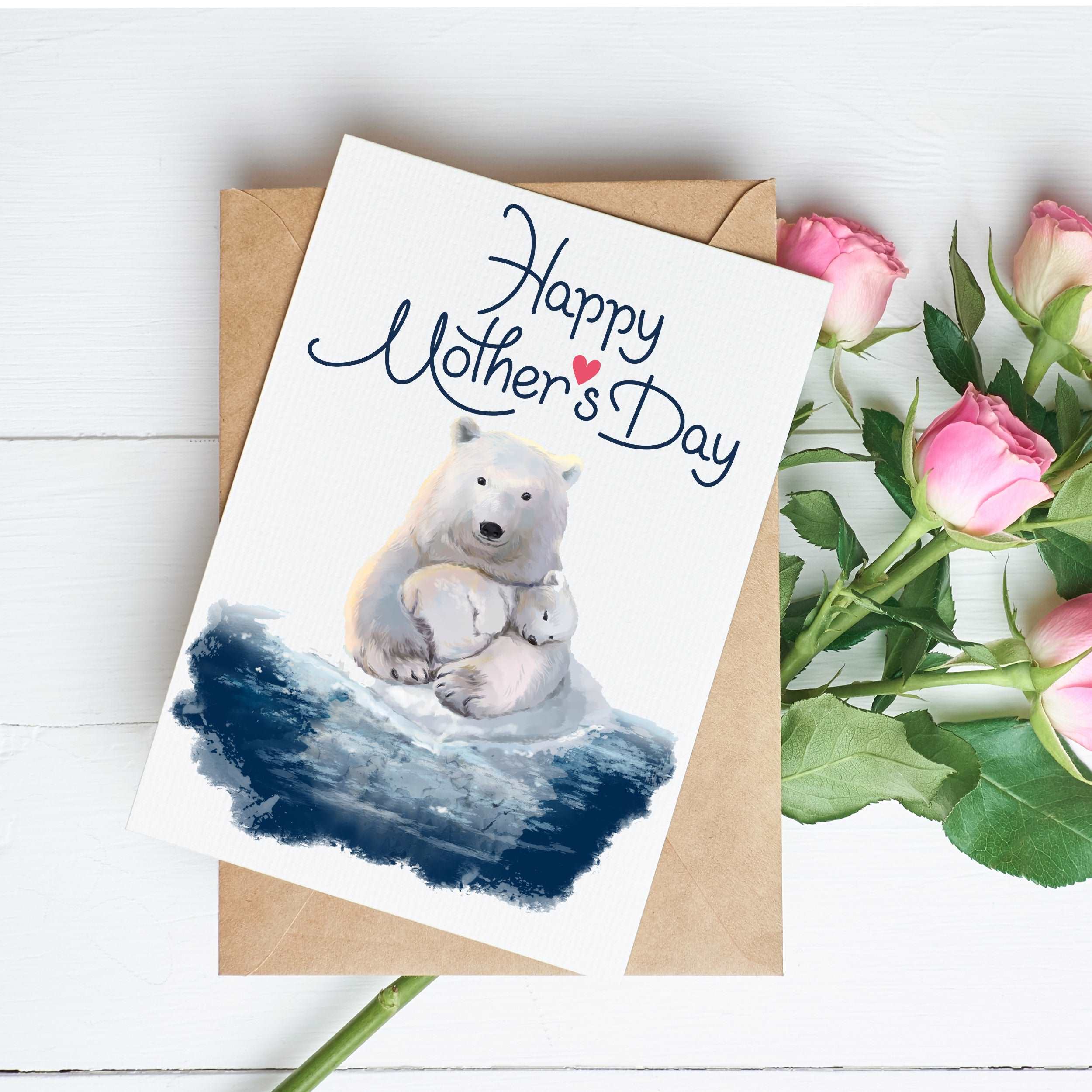 Polar Bear & Cub Mothers Day Card