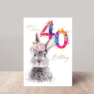 Country Hare 40th Birthday Card