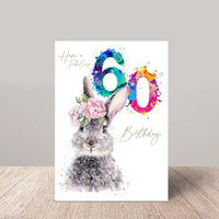 Country Hare 60th Birthday Card