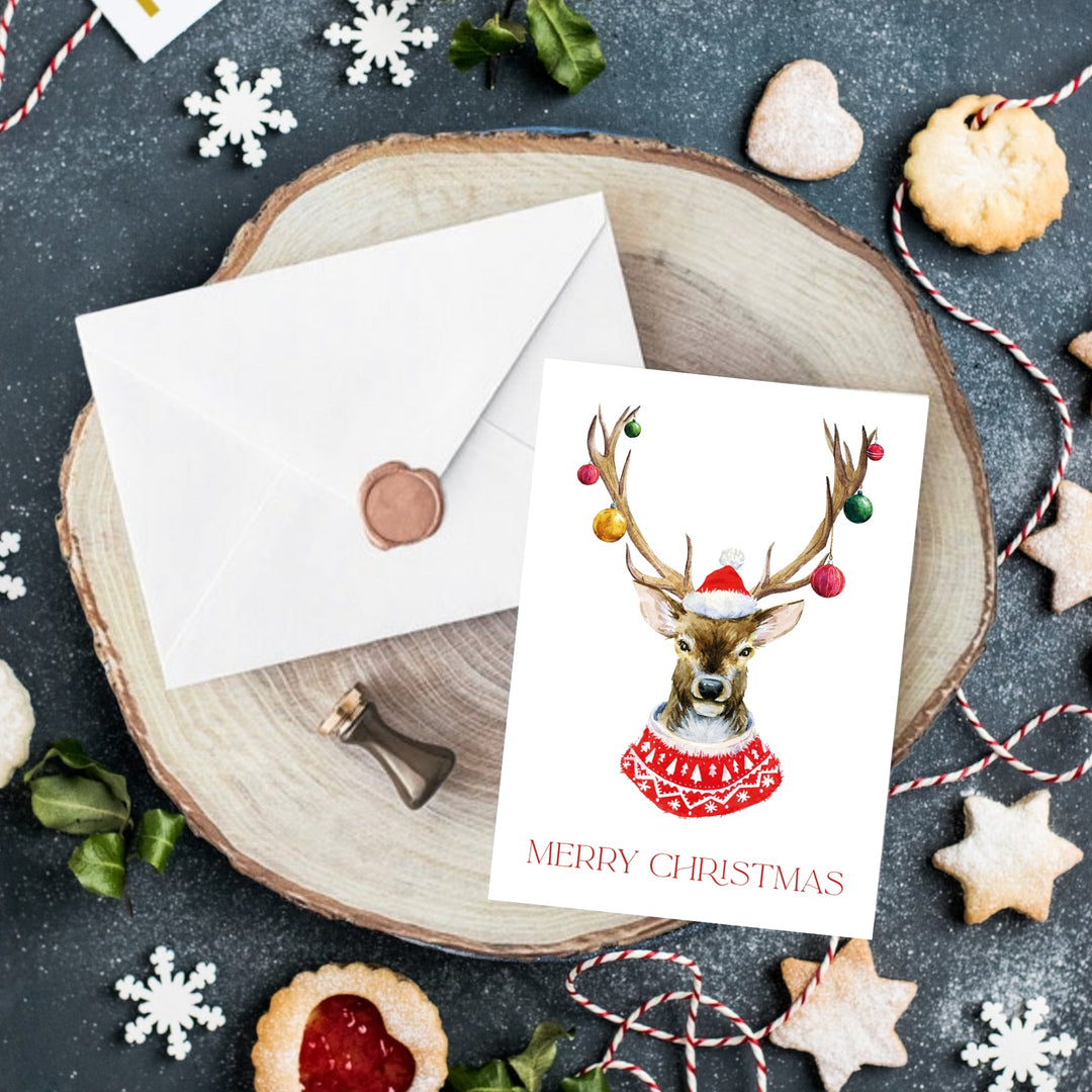 Pack of 5 Stag Christmas Notelet Cards